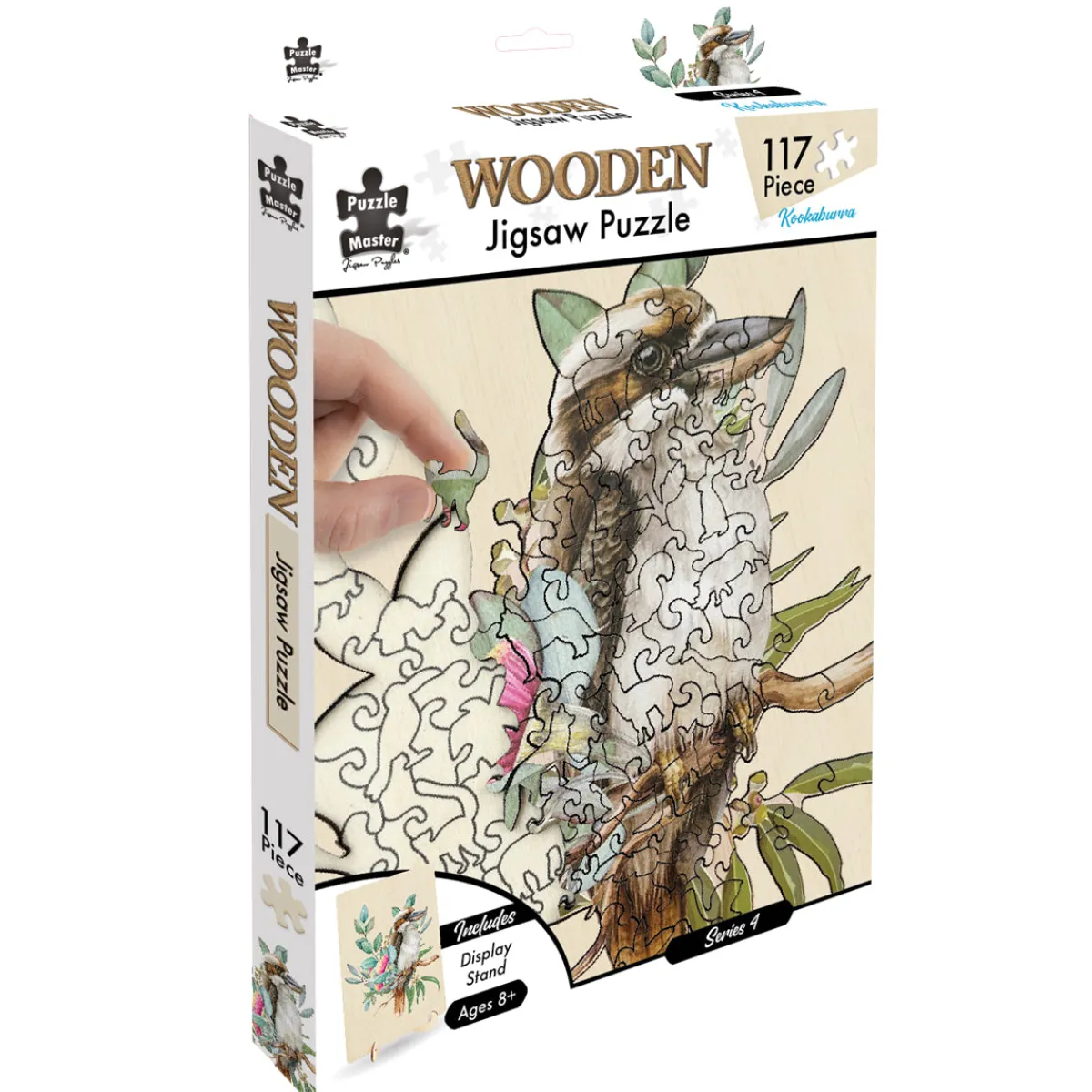 Australian Geographic Puzzles|Arts & Crafts-117 Piece Shaped Wooden Jigsaw Puzzle, Kookaburra