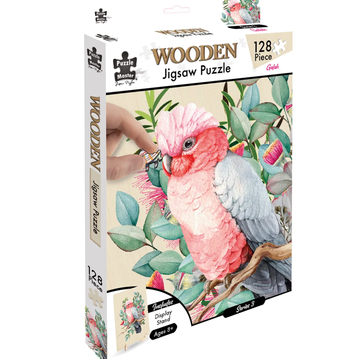 Australian Geographic Puzzles|Arts & Crafts-128 Piece Wooden Jigsaw Puzzle, Galah
