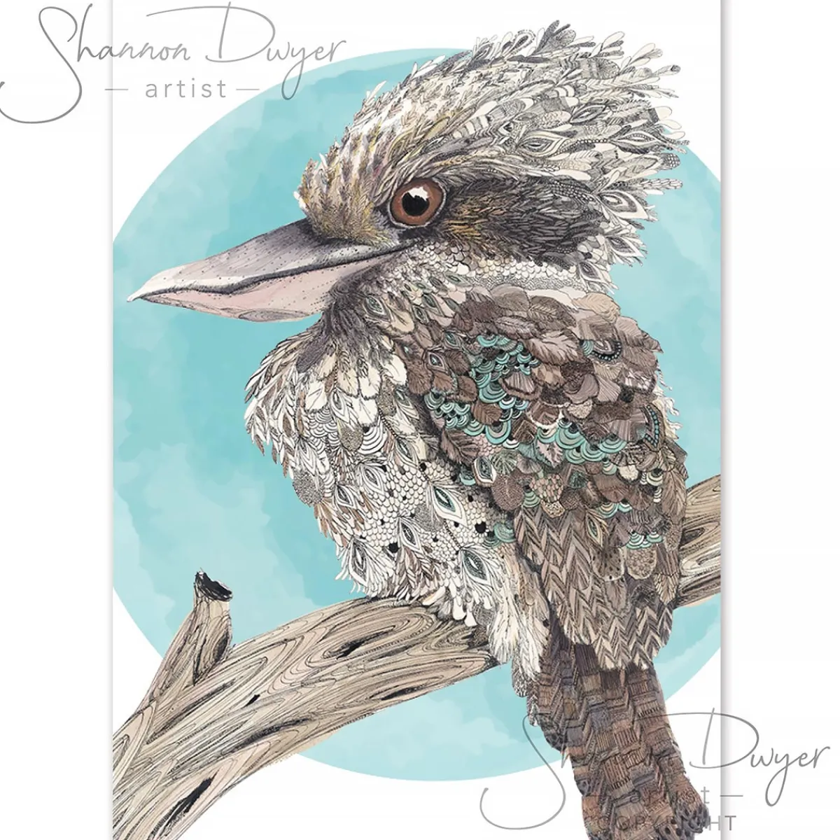 Australian Geographic Accessories|Greeting Cards-Eye on You - Kookaburra Greeting Card by Shannon Dwyer