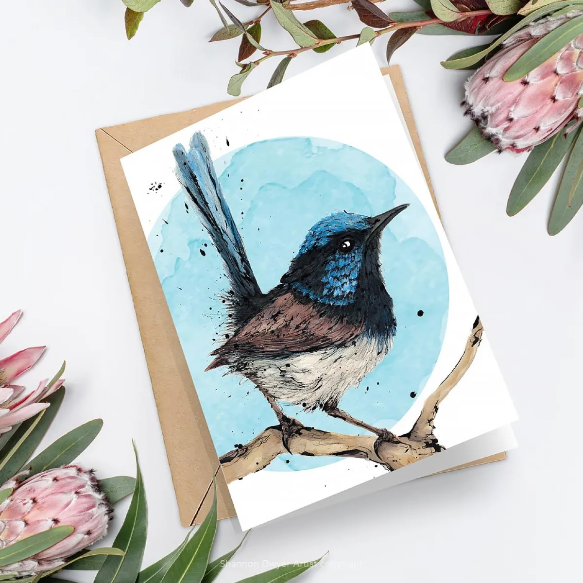 Australian Geographic Accessories|Greeting Cards-Poser - Superb Fairy-Wren Greeting Card by Shannon Dwyer