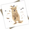 Australian Geographic Accessories|Greeting Cards-Quokka Catching Feathers Greeting Card from PopcornBlue