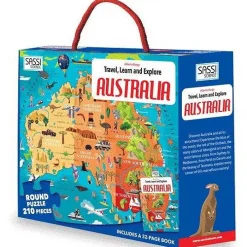 Australian Geographic 8+ Years|Puzzles-Sassi Travel, Learn and Explore - Puzzle and Book Set - Australia, 210 pcs