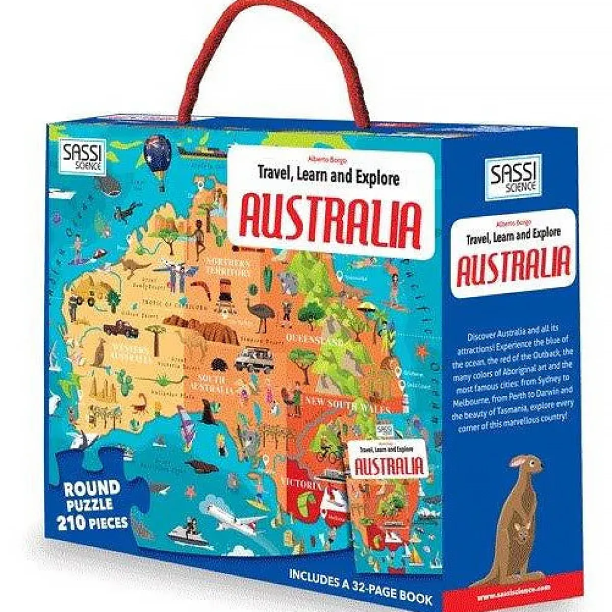 Australian Geographic 8+ Years|Puzzles-Sassi Travel, Learn and Explore - Puzzle and Book Set - Australia, 210 pcs