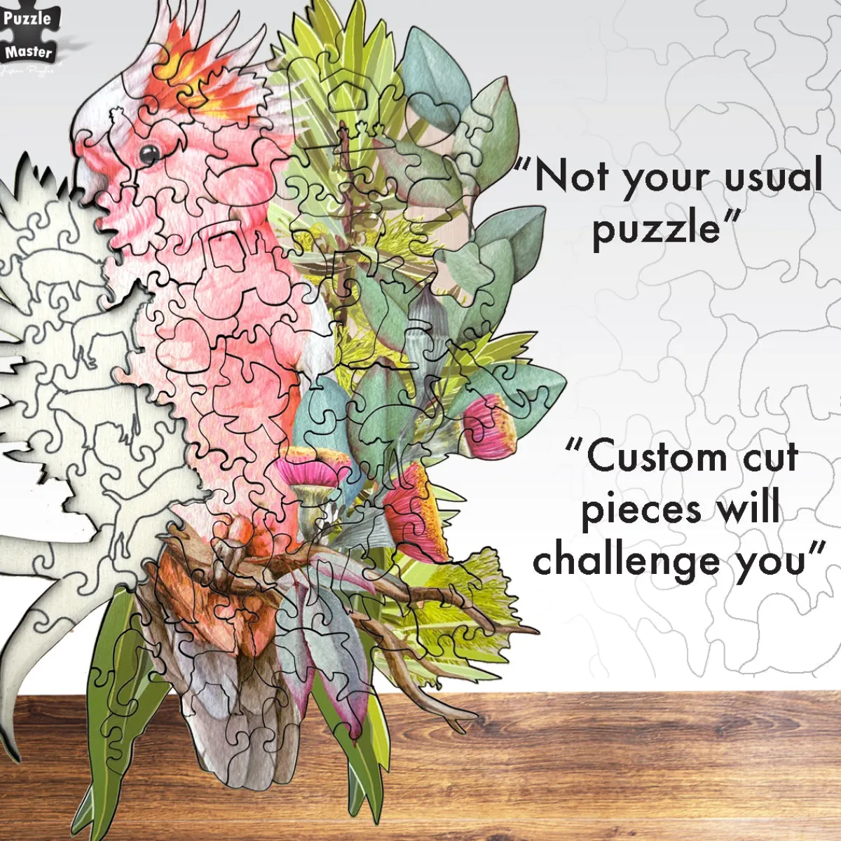 Australian Geographic Puzzles|Arts & Crafts-Shaped Wooden 132 Piece Jigsaw Puzzle, Major Mitchell's Cockatoo