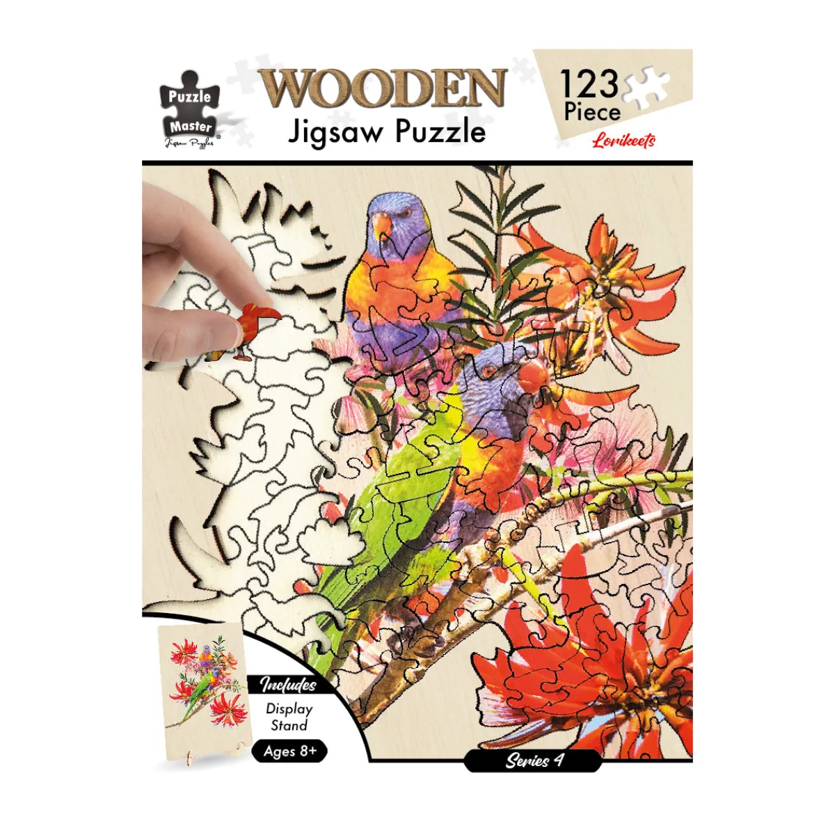 Australian Geographic Puzzles|Arts & Crafts-Shaped Wooden 123 Piece Jigsaw Puzzle, Lorikeets